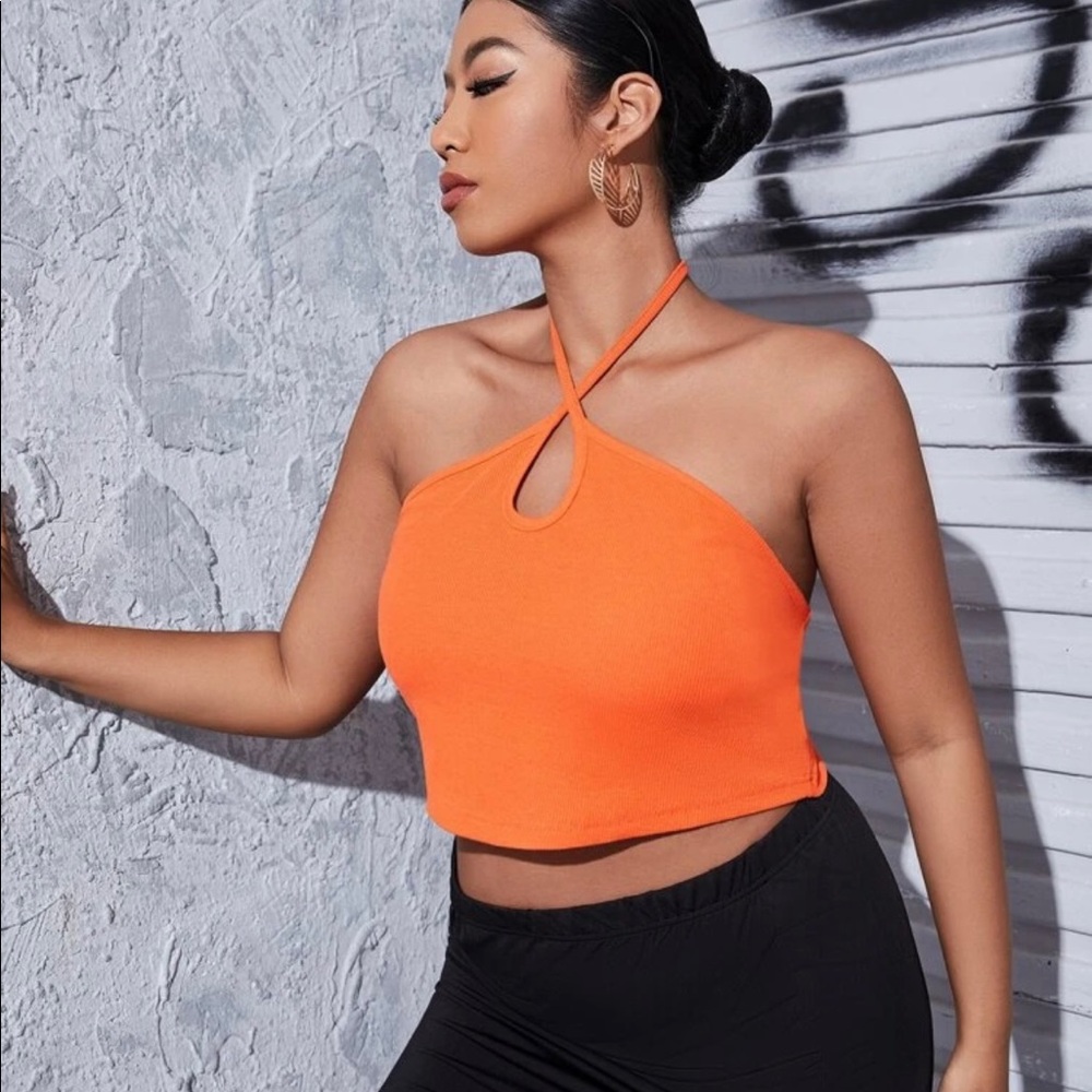 orange crop top